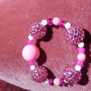 Pink bling bracelet with semi precious stone